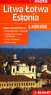 Litwa łotwa Estonia Mapa Samochodowa 1:600 000